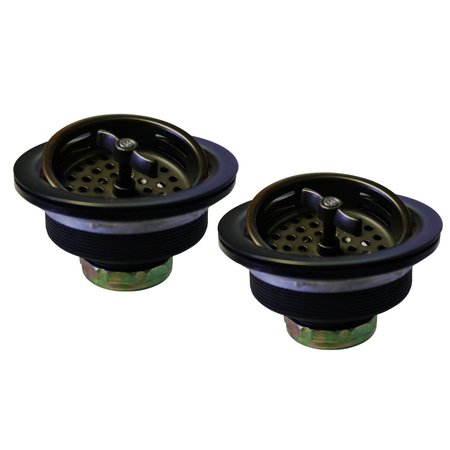 WESTBRASS Two Wing Nut Style Large Kitchen Basket Strainer in Powdercoated Flat Black D2135-62